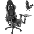 Anman Adjustable Reclining Ergonomic Faux Leather Swiveling PC & Racing Game Chair in Gray/Black