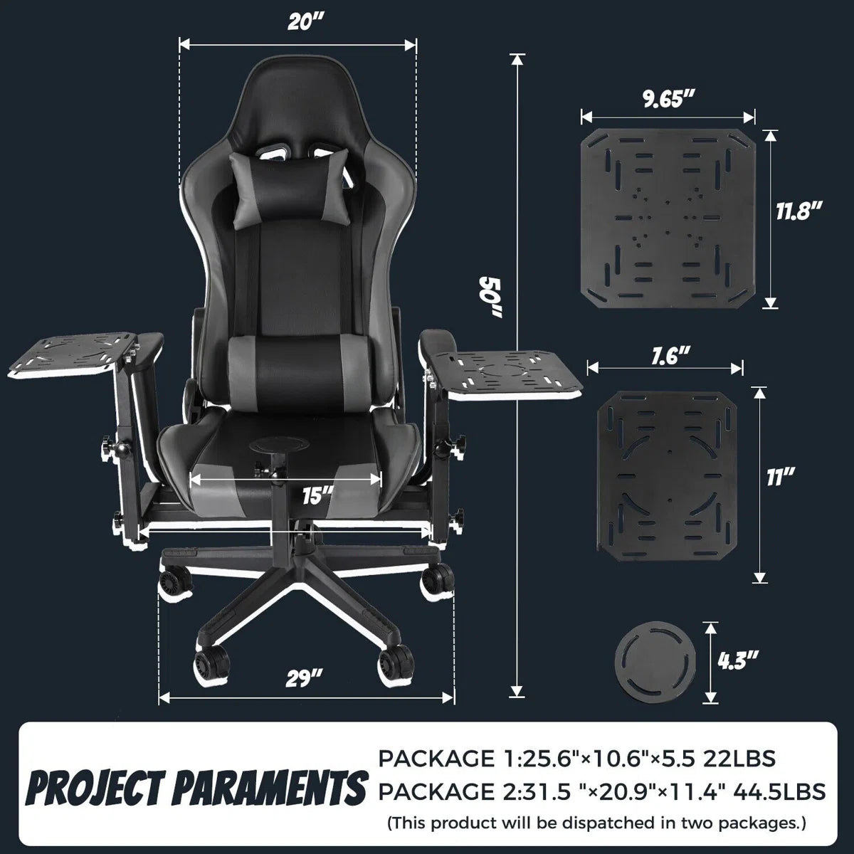 Anman Adjustable Reclining Ergonomic Faux Leather Swiveling PC & Racing Game Chair in Gray/Black