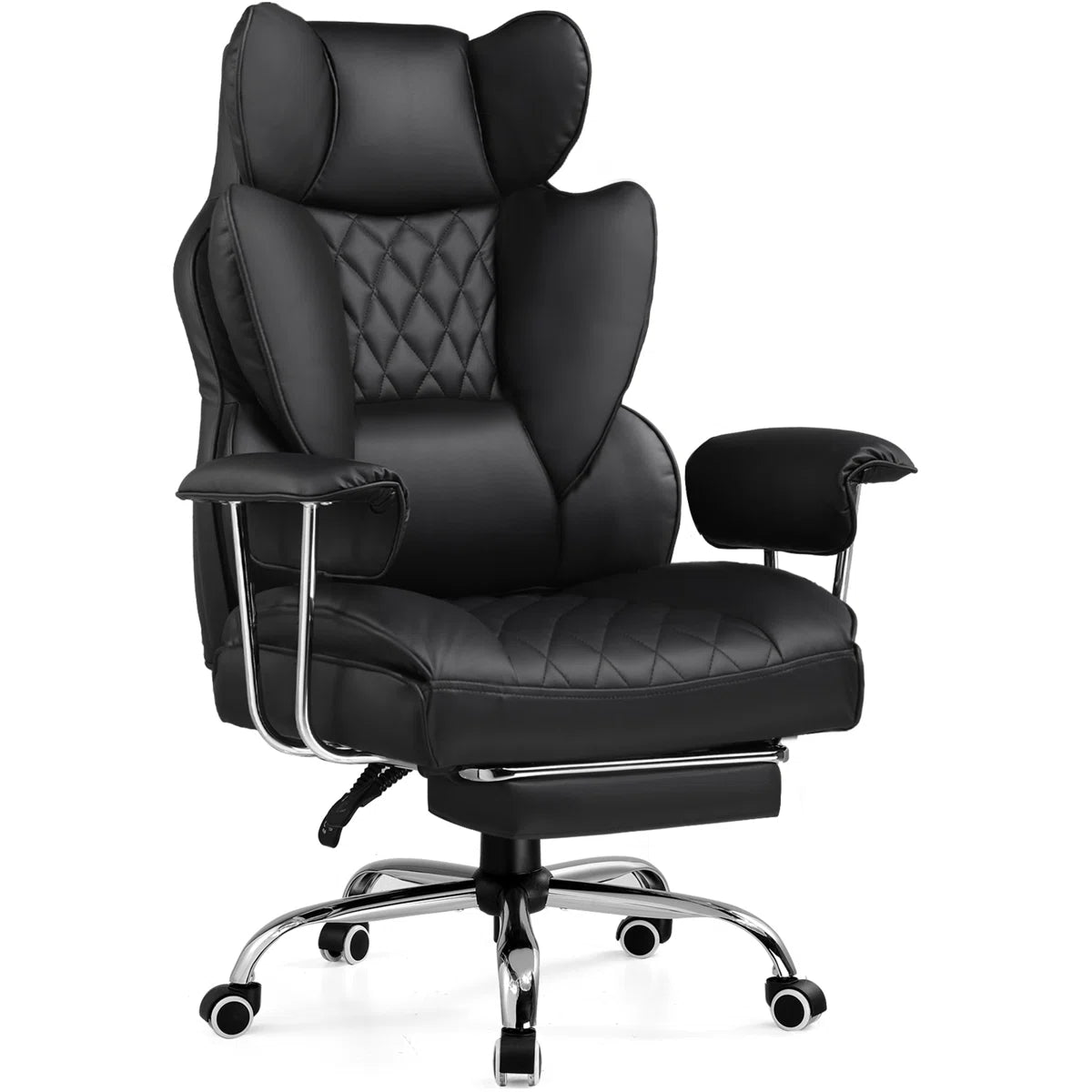 Volvor Big And Tall Gaming Chair With Pocket Spring Lumbar Support, Ergonomic Office Chair With Footrest, Executive Desk Chair With Outward Fixed Soft Armrests, Computer Chair With High Back