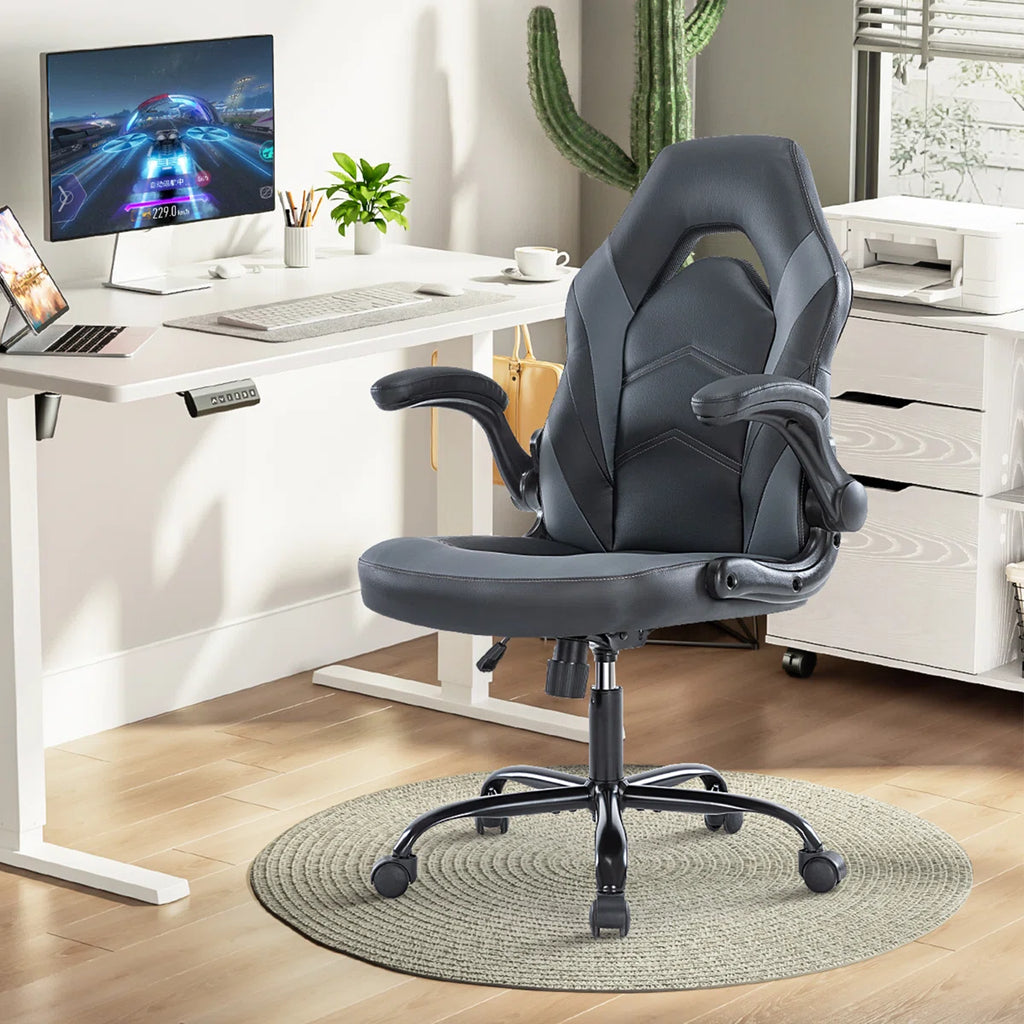 Denesha Adjustable Reclining Ergonomic Faux Leather Swiveling PC & Racing Game Chair