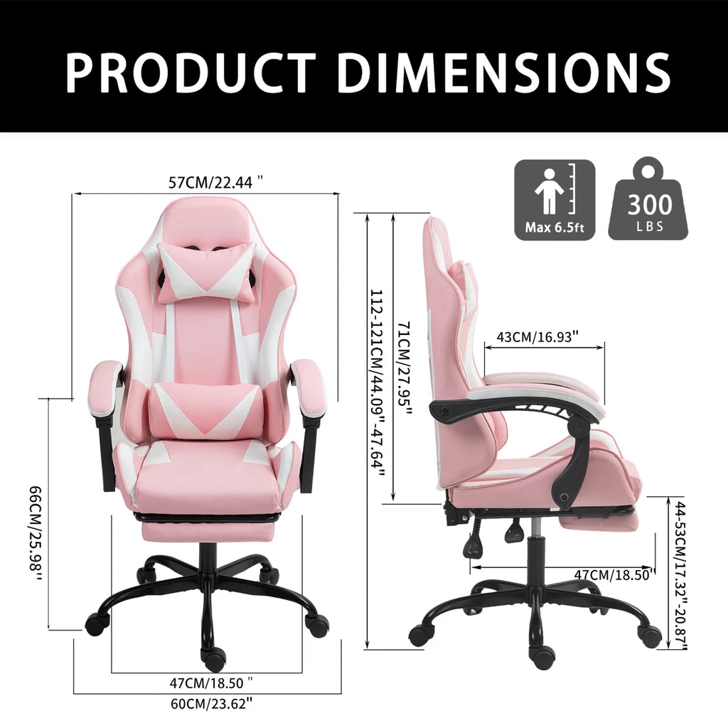 Volvor Knoble Adjustable Reclining Ergonomic Faux Leather Swiveling PC & Racing Game Chair with Footrest