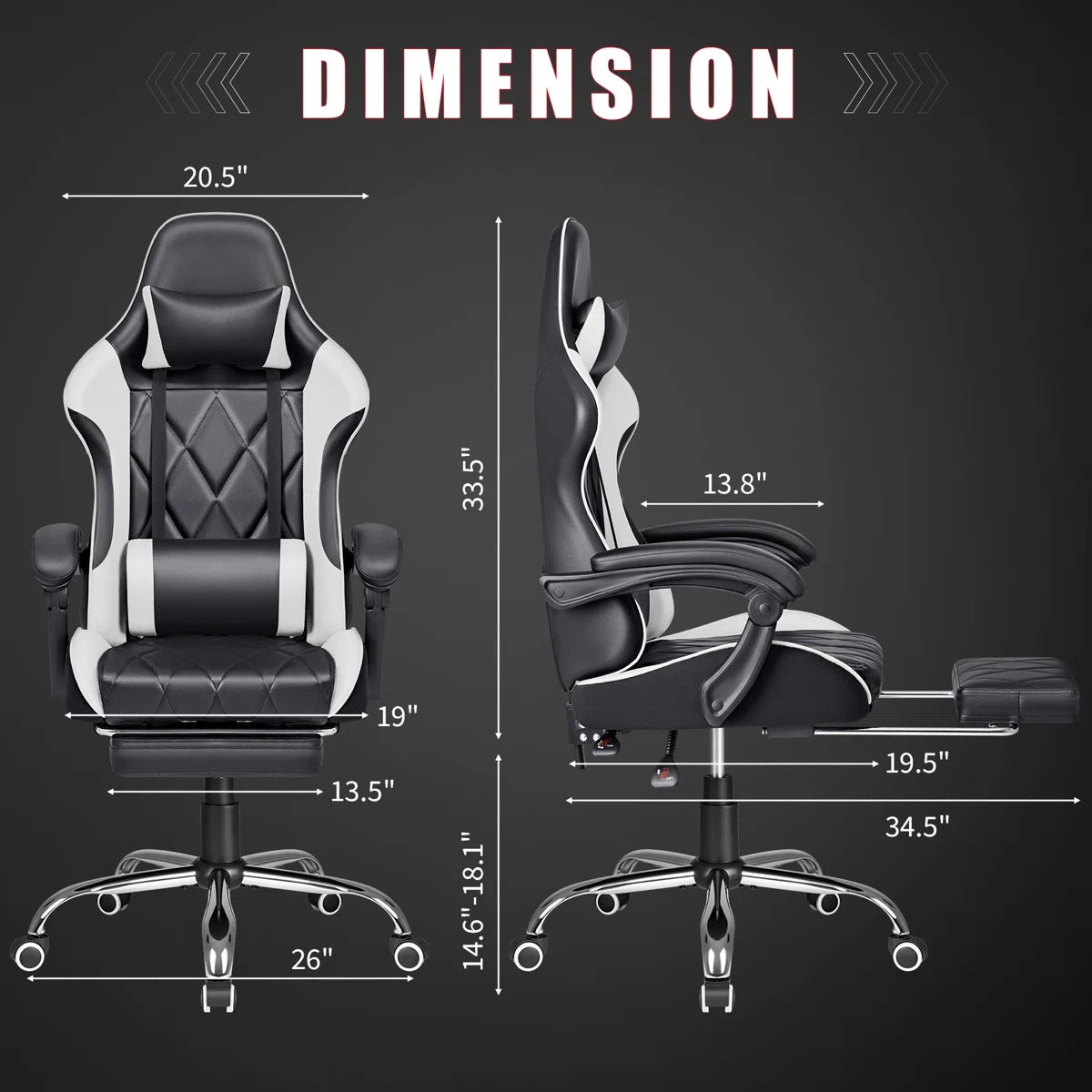 Volvor  Reclining Ergonomic Faux Leather Swiveling PC & Racing Game Chair with Footrest