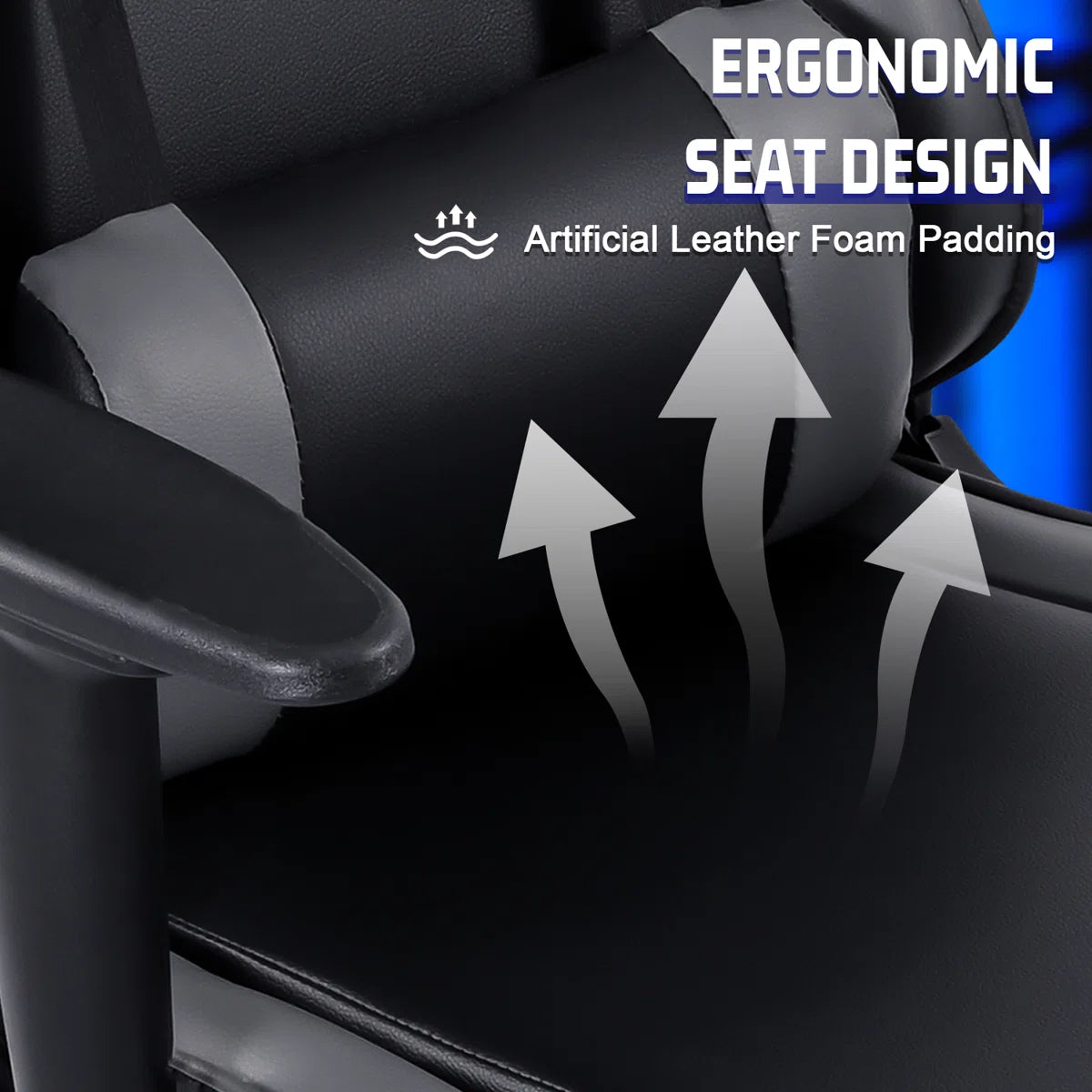 Anman Adjustable Reclining Ergonomic Faux Leather Swiveling PC & Racing Game Chair in Gray/Black