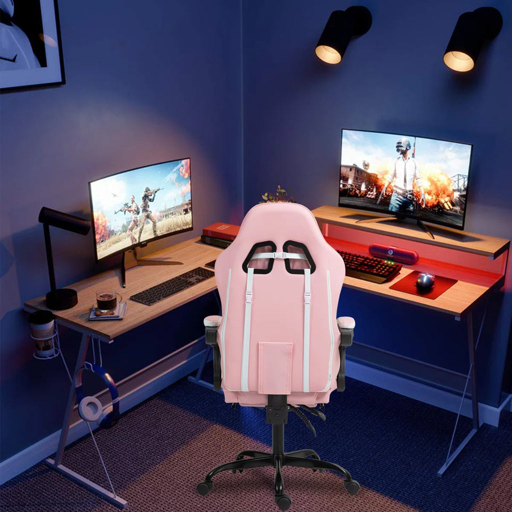 Volvor Knoble Adjustable Reclining Ergonomic Faux Leather Swiveling PC & Racing Game Chair with Footrest