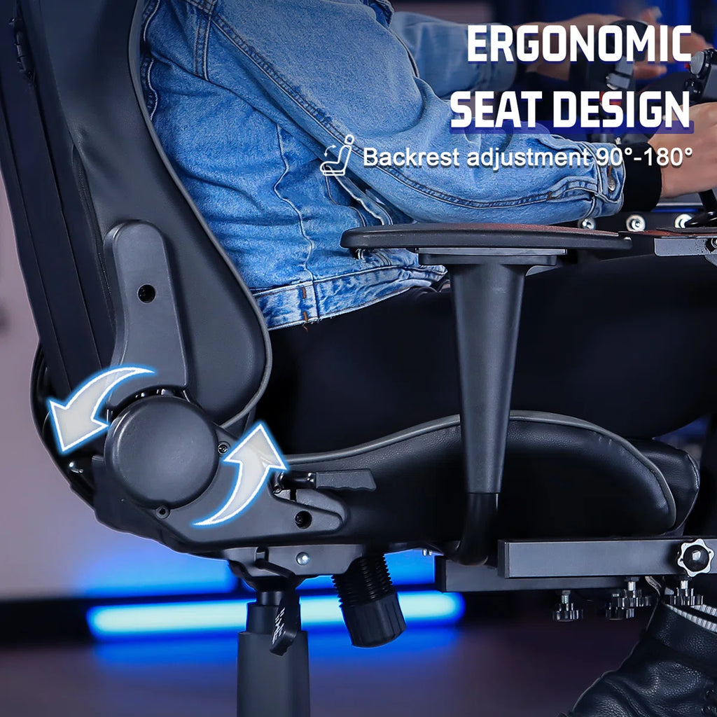 Anman Adjustable Reclining Ergonomic Faux Leather Swiveling PC & Racing Game Chair in Gray/Black