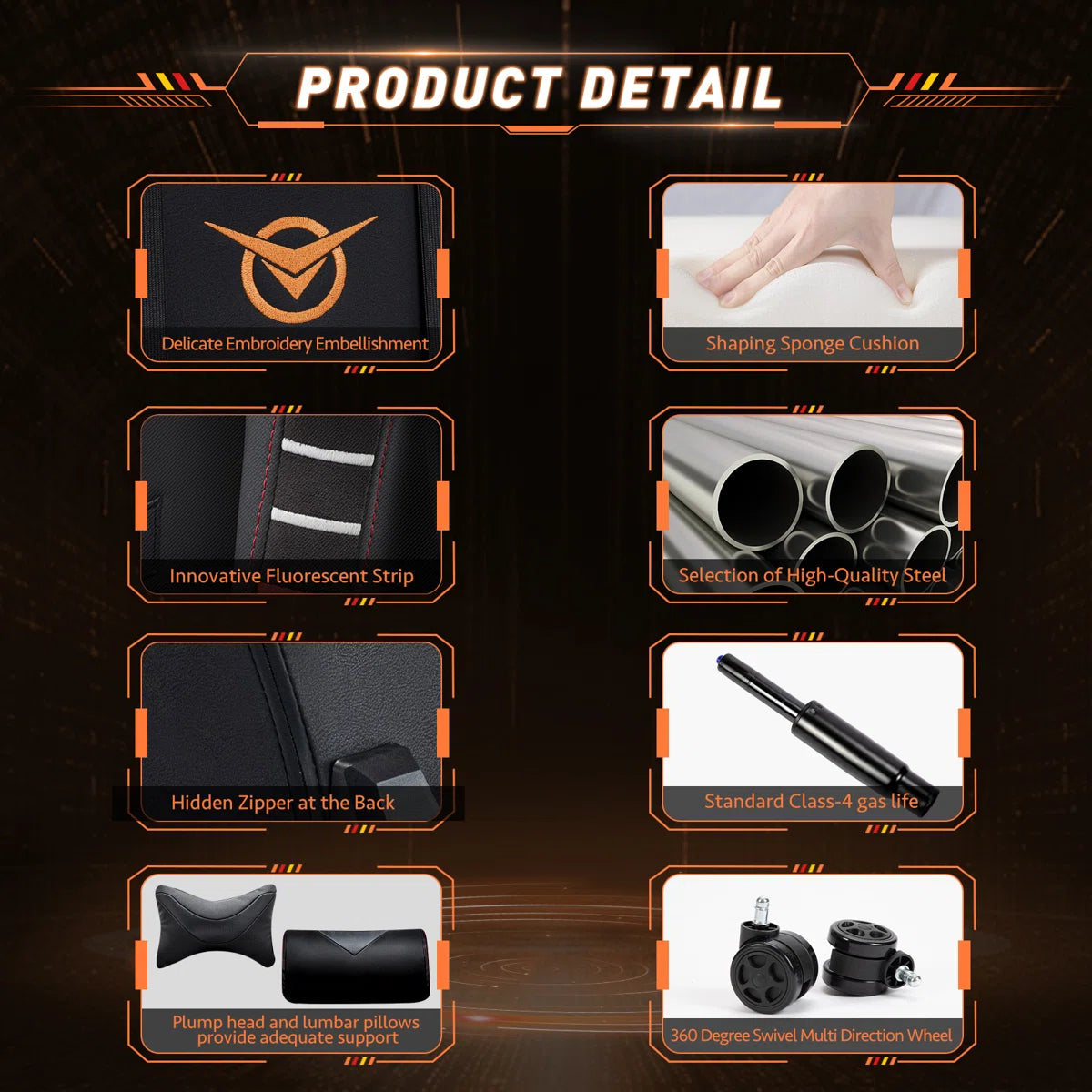 Volvor Danetta Big and Tall PU Leather Wide Back Ergonomic Gaming Chair with Retractable Footrest