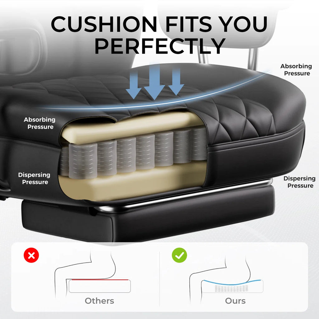 Volvor Big And Tall Gaming Chair With Pocket Spring Lumbar Support, Ergonomic Office Chair With Footrest, Executive Desk Chair With Outward Fixed Soft Armrests, Computer Chair With High Back