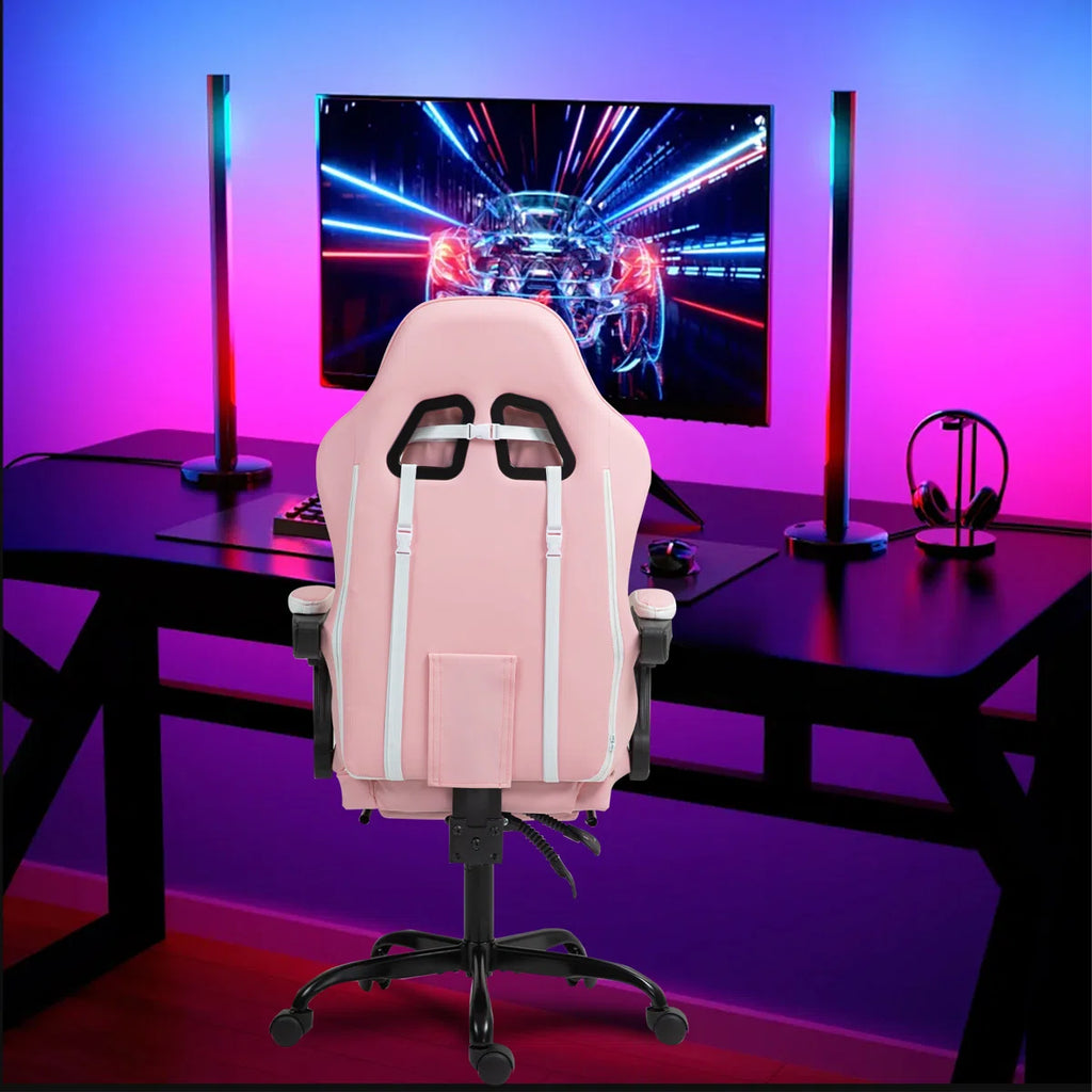 Volvor Knoble Adjustable Reclining Ergonomic Faux Leather Swiveling PC & Racing Game Chair with Footrest