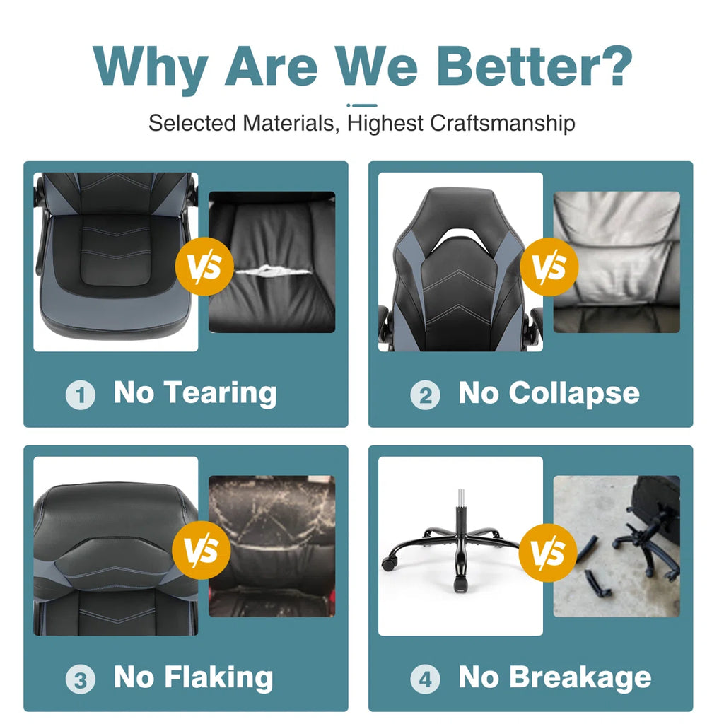 Denesha Adjustable Reclining Ergonomic Faux Leather Swiveling PC & Racing Game Chair