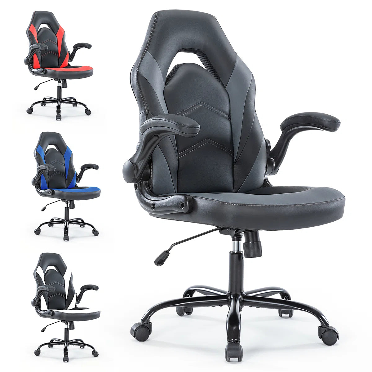 Denesha Adjustable Reclining Ergonomic Faux Leather Swiveling PC & Racing Game Chair